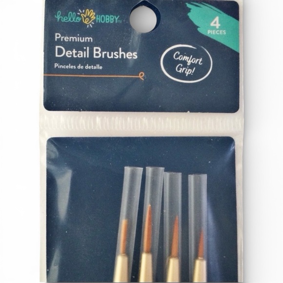 HELLO HOBBY Premium Detail Paint Brush Set 4 Pack, Synthetic, Comfort Grip - NWT - Picture 4 of 9